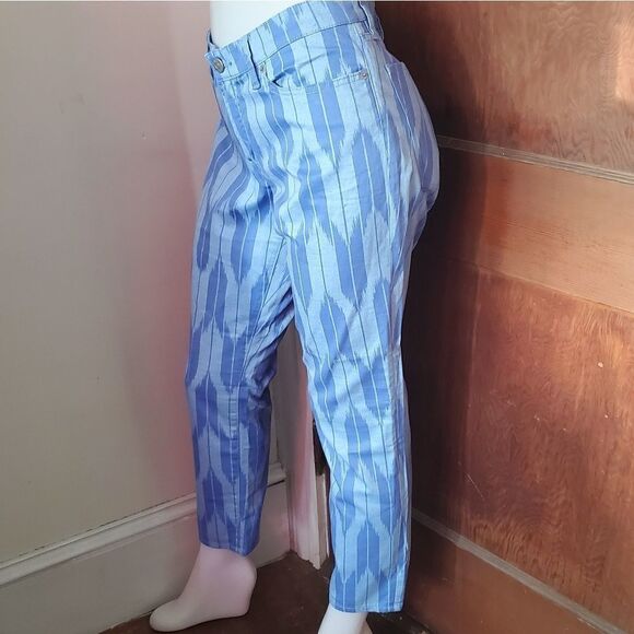 NEW J CREW blue ikat jeans toothpick stretch twill ankle pants 32 - Picture 4 of 10